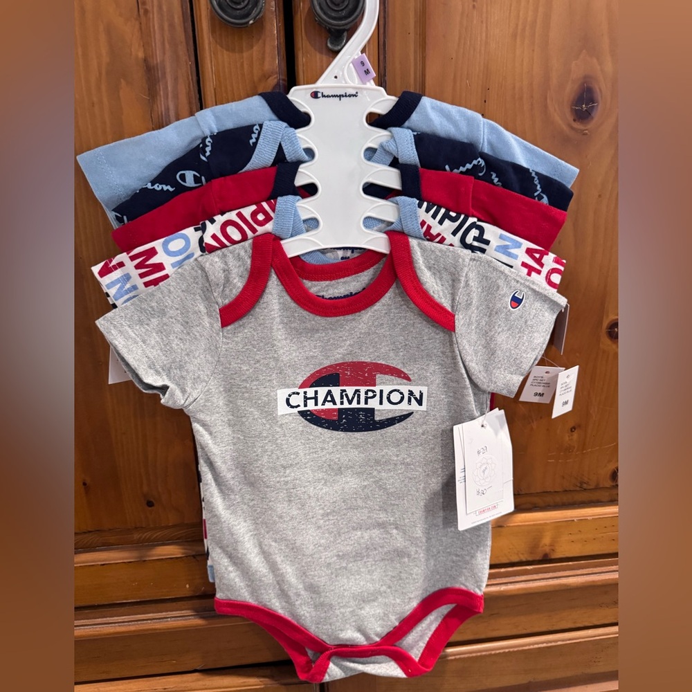 Champion Infant Bodysuit Set - Gray, Red, and Blue